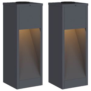 vidaXL Saulės LED takų &scaron;viestuvas 2 vnt. &Scaron;ilta balta 18 x 18 x 50 cm