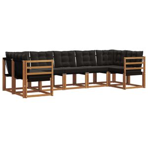 vidaXL Lauko sofos komplektas su pagalve 7 pcs Natūrali ir juoda