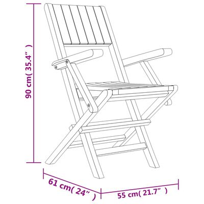 vidaXL Sulankstomos sodo kėdės, 4vnt., 55x61x90cm, tikmedžio masyvas