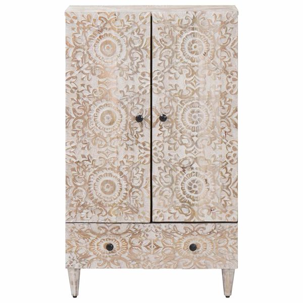 vidaXL Auk&scaron;ta lenta Balta 60 x 33,5 x 100 cm Kietas mango medis