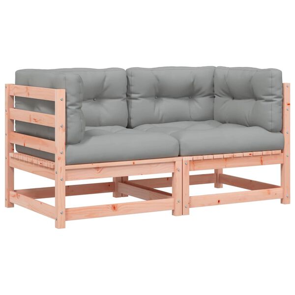 vidaXL Kampinės sodo sofos dalys su pagalvėlėmis, 2vnt., douglas eglė