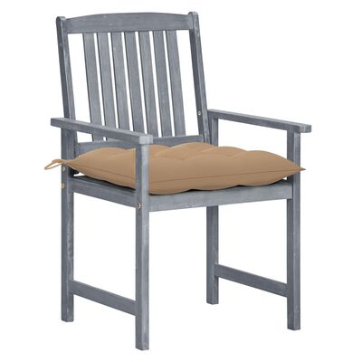 vidaXL Sodo kėdės su pagalvėlėmis, 6vnt., pilkos, akacijos masyvas