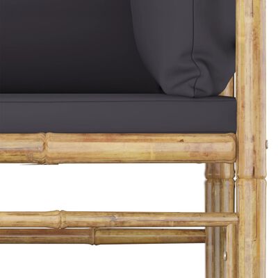 vidaXL Sodo komplektas su pilkomis pagalvėlėmis, 2 dalių, bambukas