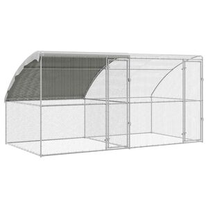vidaXL Vi&scaron;tų narvas 2 vnt. Sidabro 400 x 200 x 200 cm Plienas ir PE