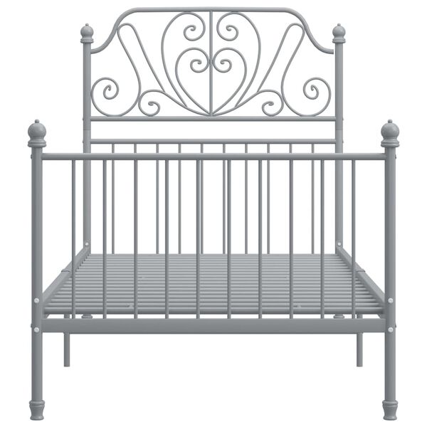 vidaXL Lovos rėmas, pilkos spalvos, 90x200cm, metalas