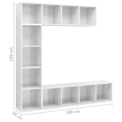 vidaXL Spint. knygoms/televizoriui rink., 3d., bal. sp., 180x30x180cm