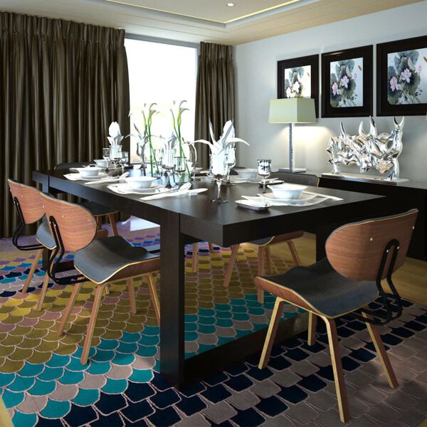 vidaXL Valgomojo kėdės, 6vnt., i&scaron;lenkta mediena ir dirbtinė oda