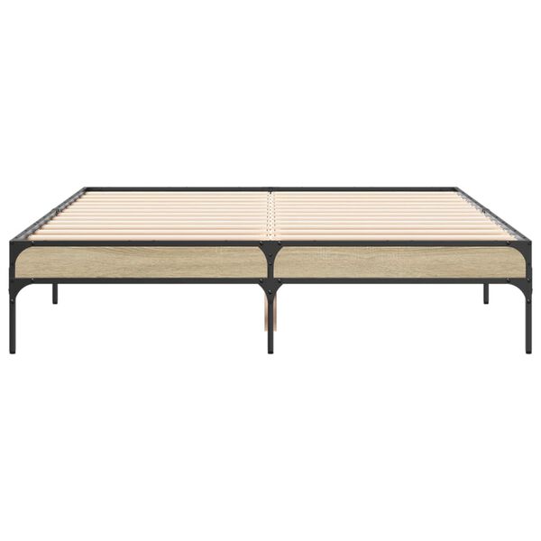 vidaXL Lovos rėmas, ąžuolo, 120x200cm, apdirbta mediena ir metalas