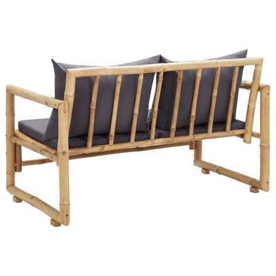 vidaXL Sodo suoliukas su pagalvėlėmis, 115 cm, bambukas