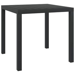 vidaXL Sodo stalas, juodas, 80x80x74cm, aliuminis ir WPC