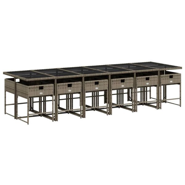 vidaXL Sodo komplektas su pagalvėlėmis, 13 dalių, pilkas, poliratanas