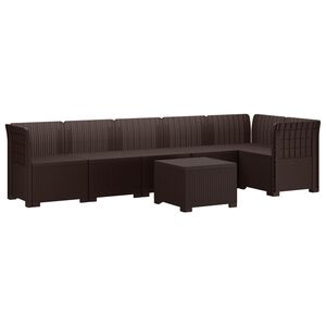 vidaXL 6-vietė Sodo Sofa Su Rataniniu I&scaron;vaizdu PP Ruda
