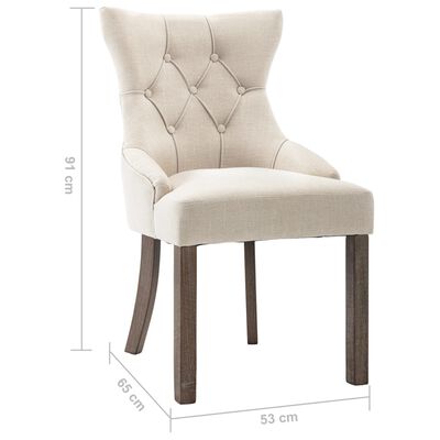 vidaXL Valgomojo kėdės, 2vnt., smėlio spalvos, audinys
