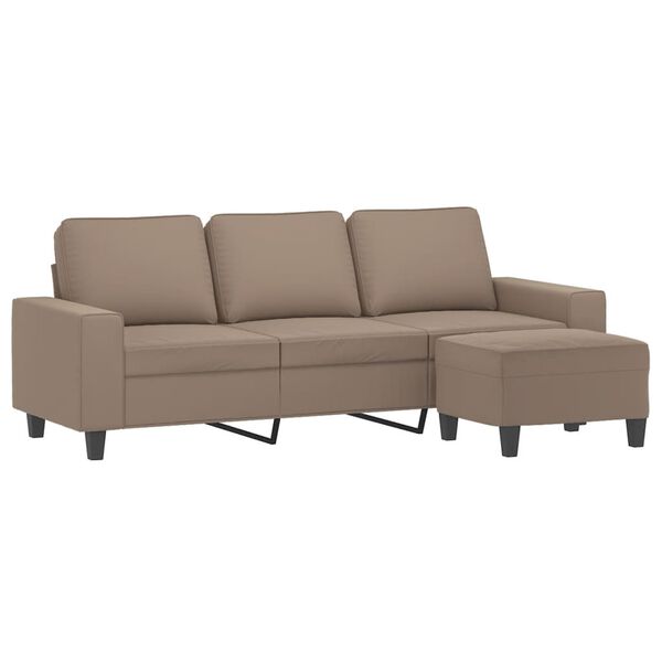 vidaXL Trivietė sofa su pakoja, taupe, 180cm, mikropluo&scaron;to audinys