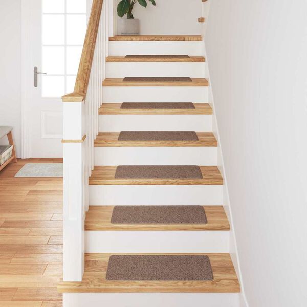 vidaXL Slydimui atsparūs laiptų kilimėliai 15 pcs Ruda 60 x 25 cm PP