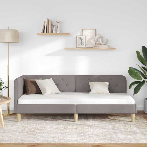 vidaXL Kampinė lovos konstrukcija Taupe 80 x 200 cm audinys