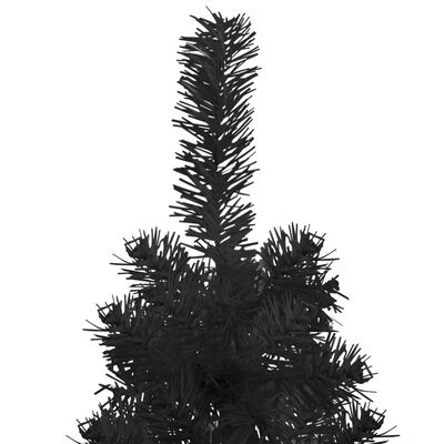 vidaXL Siaura dirbtinė pusinė Kalėdų eglutė su stovu, juoda, 240cm
