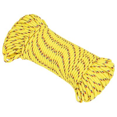 vidaXL Valties virvė, geltonos spalvos, 5mm, 250m, polipropilenas
