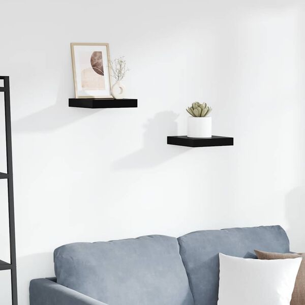 vidaXL Pakabinamos lentynos, 2vnt., juodos, 23x23,5x3,8cm, MDF