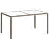 vidaXL Sodo stalas, pilkas, 150x90x75cm, grūdintas stiklas/poliratanas