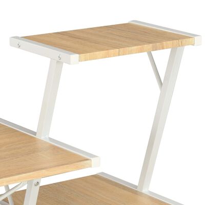 vidaXL Rašomasis stalas su lentyna, baltas ir ąžuolo, 116x50x93cm