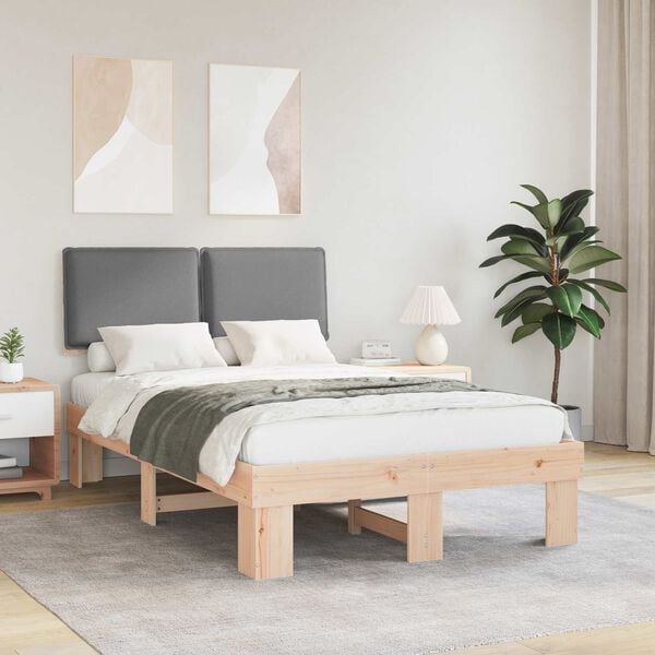 vidaXL Lovo rėmas su apmuštu galvūgaliu Šviesiai pilka 120 x 200 cm