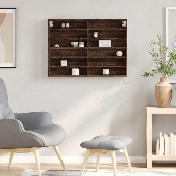 vidaXL Vitrininė spintelė, ruda ąžuolo, 80x8,5x58cm, mediena