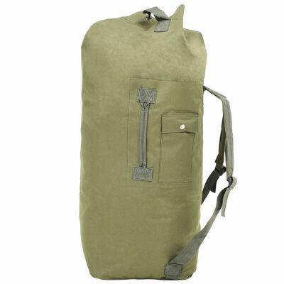 vidaXL Militaristinio stiliaus daiktų krepšys, 85l, alyv. žal. sp.