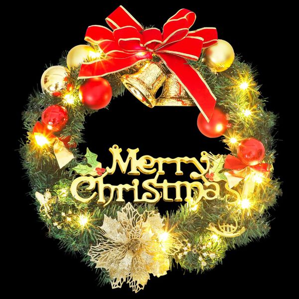 vidaXL Kalėdinis vainikas su 20 LED lempučių, žalios spalvos, 45cm