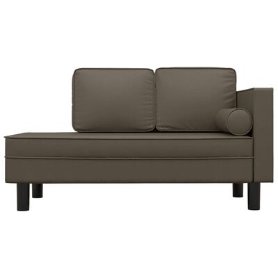 vidaXL Poilsio sofa su pagalvėmis ir ilga pagalve, pilka, dirbtinė oda