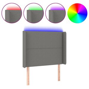 vidaXL Galvūgalis su LED, tamsiai pilkas, 93x16x118/128cm, audinys