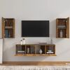 vidaXL TV spintelių komplektas, 4 dalių, dūminio ąžuolo, mediena