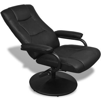 vidaXL Televizoriaus krėslas su pakoja, juodas, dirbtinė oda