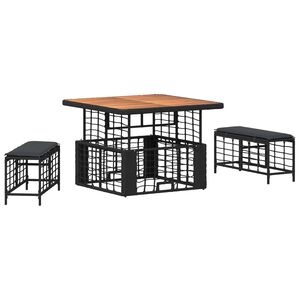 vidaXL Sodo valgomojo komplektas su pagalve 3 pcs Juoda ir pilka