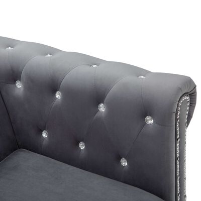 vidaXL Triv. Chesterfield sofa, aksominis apmuš., 199x75x72cm, pilka