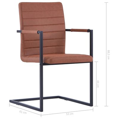 vidaXL Gembinės valgomojo kėdės, 2 vnt., rudos, dirbtinė oda