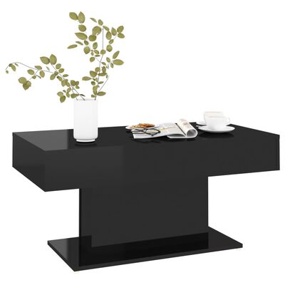 vidaXL Kavos staliukas, juodos spalvos, 96x50x45cm, MDP, blizgus