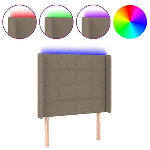 vidaXL Galvūgalis su LED, taupe spalvos, 103x16x118/128cm, audinys