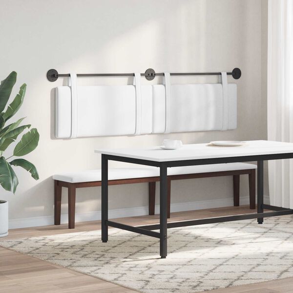 vidaXL Kabantysis galvūgalis Paprastas Baltas 190 x 55 x 5 cm audinys