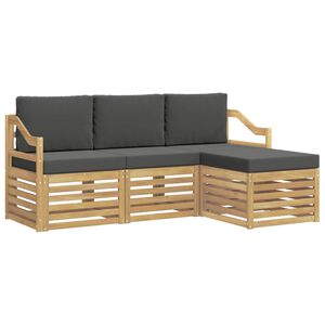 vidaXL Lauko sofos komplektas 4 vnt. Balta ir antracito Poliesteris