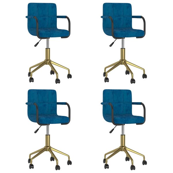 vidaXL Pasukamos valgomojo kėdės, 4vnt., mėlynos spalvos, aksomas
