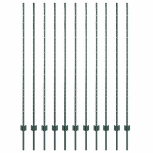 vidaXL Įmontuotas tvoros stulpas 11 vnt. Žalia 200 cm