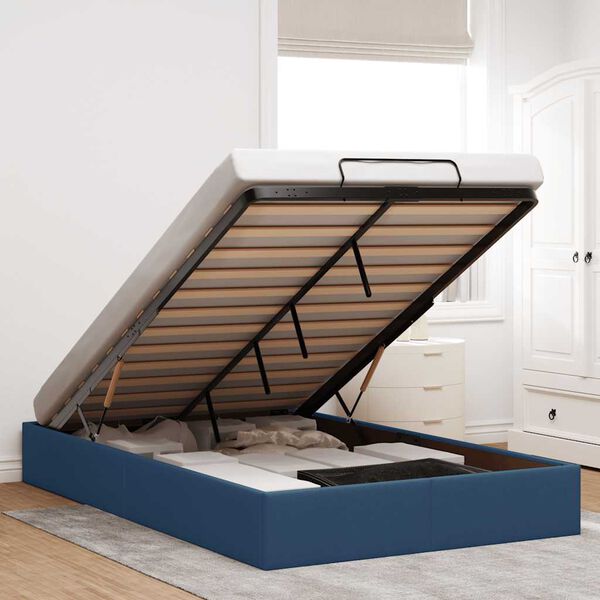 vidaXL Osmanų lovos rėmas be čiužinio, mėlynas, 120x190cm, audinys