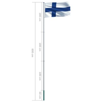 vidaXL Suomijos vėliava su stiebu, aliuminis, 6m