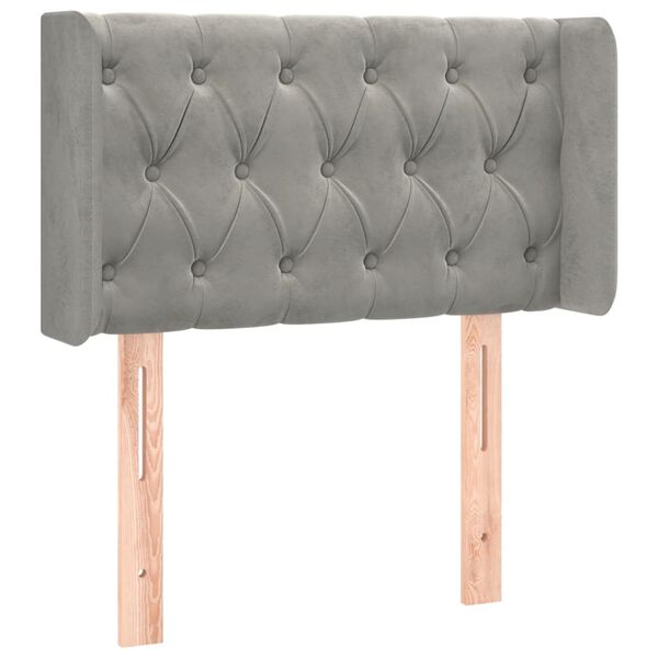 vidaXL Galvūgalis su auselėmis, &scaron;viesiai pilkos,83x16x78/88cm, aksomas