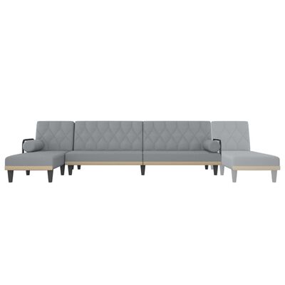 vidaXL L formos sofa-lova, šviesiai pilka, 260x140x70cm, audinys