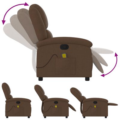 vidaXL Atlošiamas masažinis krėslas, rudos spalvos, audinys