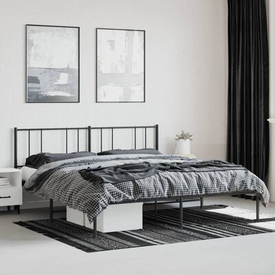 vidaXL Metalinis lovos rėmas su galvūgaliu, juodos spalvos, 200x200cm