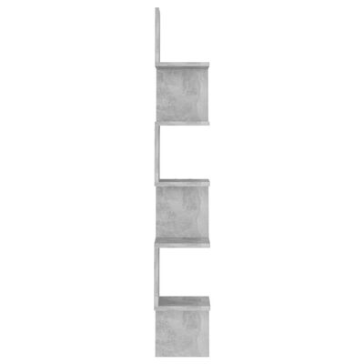 vidaXL Sieninė kampinė lentyna, betono pilka, 20x20x127,5cm, MDP