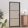 vidaXL Vidaus durys, juodos, 93x201,5cm, matinis stiklas ir aliuminis